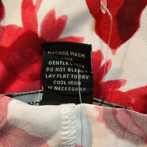 Adele & May Top Blouse Pink Burgundy Floral White Large Sleeveless Cape Collar - Picture 9 of 10